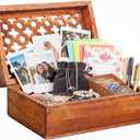 Mela Artisans Large Wooden Keepsake Box | Medium Polish Memory & Decorative Storage Box for Jewelry, Photos & Trinkets with Hinged Lid | vintage Storage Box | Trellis Design | 9 x 6 x 3.5