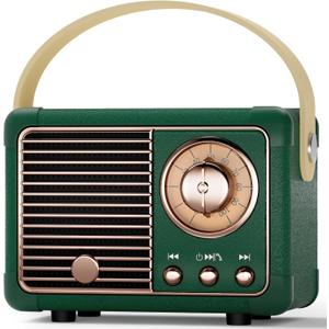 Vintage Retro Bluetooth Speaker Old Vintage Decor Birthday Gifts for Men Old School Mini Portable Wireless Speaker for Office,Room,Desk Accessories,Indoor,Outdoor Retro Gifts for Teen,Friends (Green)