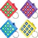 Hicarer Tic Tac Toe Keychain for Kids Ages 8-12 Party Favors Plastic Keyholders Game for Goodie Bags Mini Backpack Valentines Birthday Party(Red, Blue, Yellow, Purple,14 Pcs)