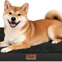 Plush Dog Bed for Medium Dogs, Waterproof Dog Crate Mat Orthopedic Egg Crate Foam Pet Bed with Washable Removable Oxford Cover, Black