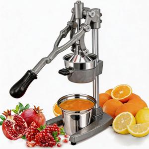 19 Inch Height Extra Tall Commercial Heavy Duty Cast Iron Hand Press Manual Orange Citrus Lemon Lime Grapefruit Pomegranate Fruit Juice Squeezer Machine with Stainless Steel Cup Grey