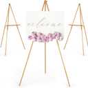 VISWIN 3 Pcs Upgraded 63" Wooden Easel Stand for Sign, Tripod Easel for Wedding Sign Stand, Welcome Board, Poster, Picture, Canvas Art Easel Floor with Tray for Display & Painting - Natural