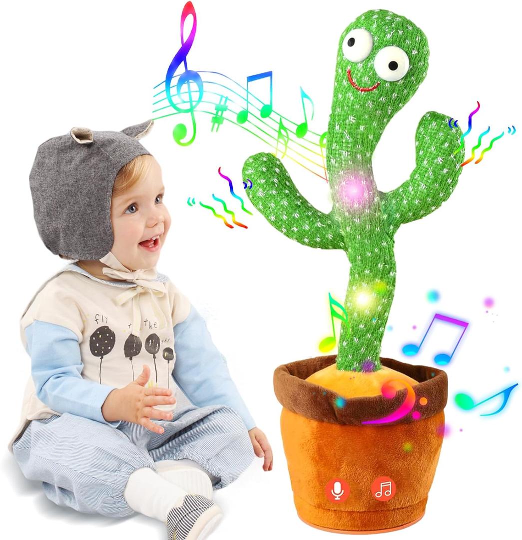 Dancing Talking Cactus Easter Baby Toy, Talking Mimicking Recording Toy Repeats What You Say, Singing Cactus with 120 Songs, Interactive Dancing Easter Gifts for Kids Toddlers Boys Girls
