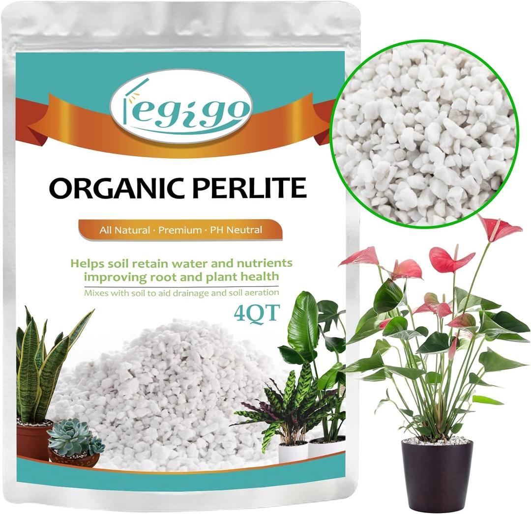 Legigo 4 Quarts Organic Horticultural Perlite for Plants Indoor- Natural Horticultural Soil Additive Conditioner Mix for Improves Drainage, Ventilation and Root Growth
