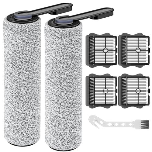 2+4 Pack S5/ S5 Pro Brush Roller and HEPA Filter Set Compatible with Tineco Floor ONE S5/ Floor One S5 Pro Cordless Wet Dry Vacuum Cleaner, 2 Pack Brush Rollers + 4 Pack Vacuum HEPA Filters