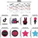 LINGTEER Tic Tok Music Party Decoration Kit - 30 Pcs Foil Ceiling Hanging Swirls Streamers Perfect for Music Happy Birthday Party Gift Decorations Sign.