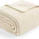 Snuggle Sac Buttery Ivory Bedding Blankets Twin Size 60x80, Super Soft Blankets Warm Cozy Knit Fuzzy Plush Blanket for Sofa, Bed, Living Room, Heather Ivory, 60x80 inches