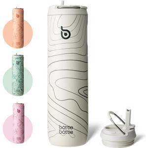 BOTTLE BOTTLE Insulated Water Bottle 24oz with Straw Lid and Handle for Sports Travel Gym Stainless Steel Water Bottles Double-Wall Vacuum Metal Leak Proof BPA-Free (Peak Grey)