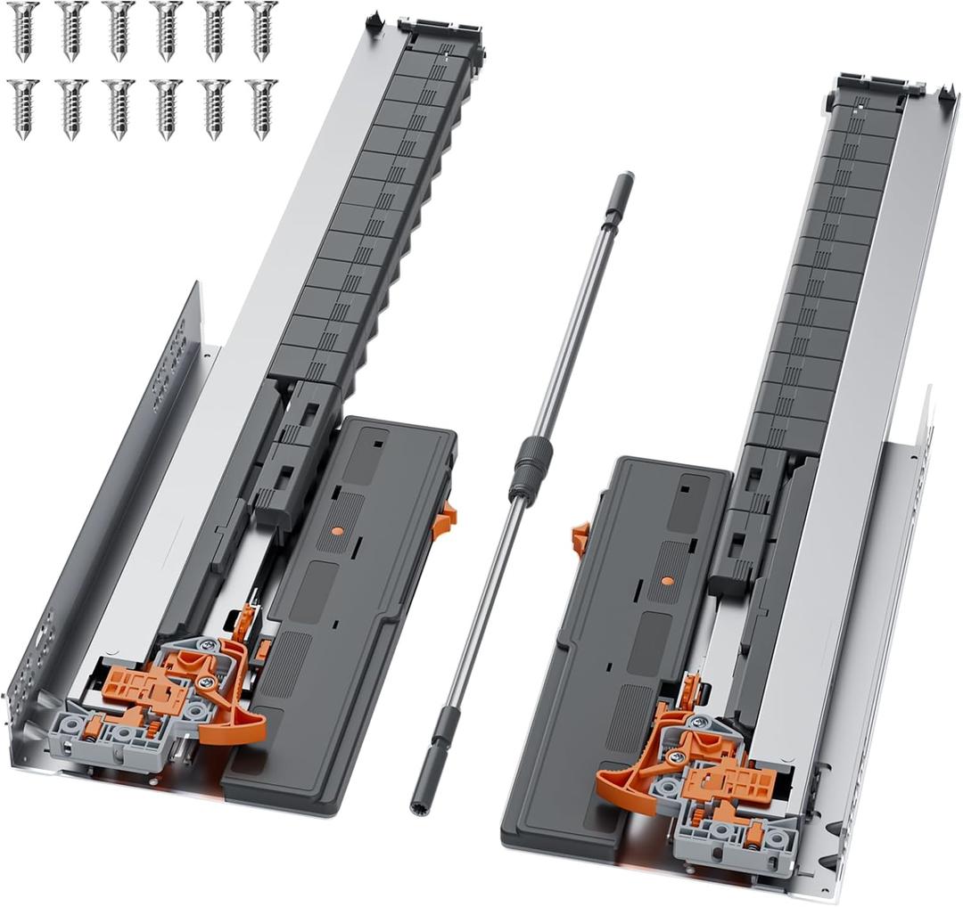 20 Inch Push to Open & Soft Close Undermount Drawer Slides, Full Extension Concealed Drawer Glides, Heavy Duty 100 LB Load Capacity, Fits 1/2"5/8" Drawer Sides & Frameless Drawers, 1 Pair