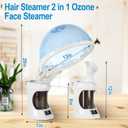 Hair Steamer 2 in 1 Ozone Facial Steamer, Design for Use at Home or Salon | Hair Steamer Humidifier for Deep Conditioning,Face Steamer for Deep Cleaning, Tabletop Nano Ionic Hair&Face Steam with Ozone