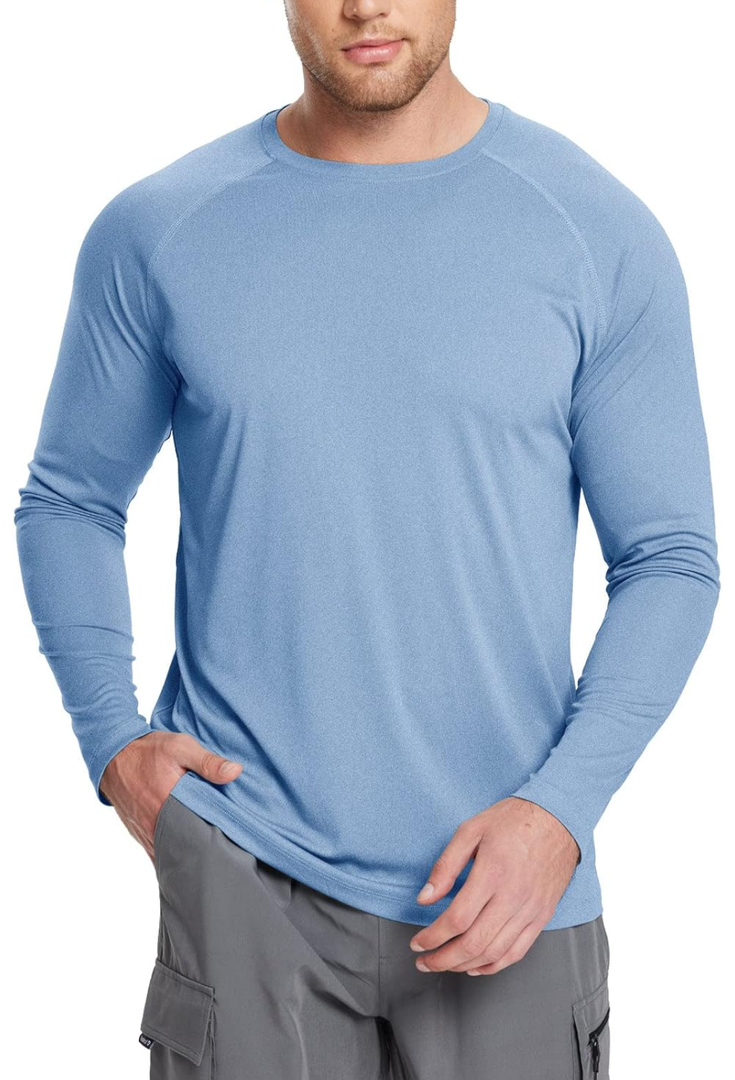 Baleaf Men's Sun Protection Shirts UV SPF UPF 50+ Long Sleeve Rash Guard Fishing Running Quick Dry Lightweight