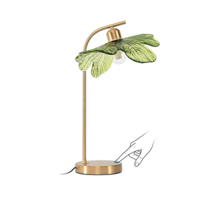 Glass Table Lamps Mid Century Modern Table lamp Gold Desk lamp tall table lamp nightstand lamp touch Table lamp with Green Flower Design Bedside Table Lamp for end table Bedroom Living Room Office