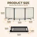 Faesun Dog Gate Indoor, Freestanding Dog Fence, 59x24-Inch Metal Pet Gate for Dogs, 3-Panel Puppy Gates for Doorways, Hallways, Stairs, Black