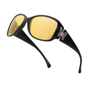 Myiaur Night Vision Driving Glasses for Women, Polarized Yellow Lens Nighttime Glasses for Glare Reduction