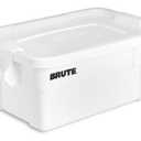 Rubbermaid Commercial Products BRUTE Tote Storage Container with Lid-included, 14-Gallon, White, Reusable Boxes for Moving/Storing in Garage/Basement/Attic/Jobsite/Truck/Camping