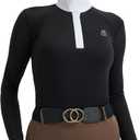 FitsT4 Sports Womens Equestrian Show Shirts UPF50 Long Sleeve Performance Horse Riding Tops with Cooling Mesh Panels (Large, Black)