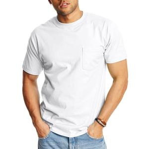 Hanes Mens Beefy-t Pocket, Heavyweight Cotton Pocket Tee for Men, Full-Cut T-Shirt, 1 Or 2 Pack (X-Large)