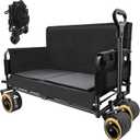 Collapsible Foldable Wagon Cart with Wheels 240L Capacity Folding Sports Wagons, 560LBS Load Large 3-in-1 Grocery Heavy Duty Carts for Sand, Beach, Camping (Black)