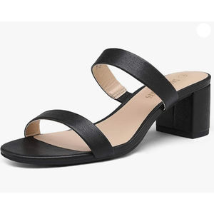 DREAM PAIRS Women's Two Strap Open Toe Low Block Chunky Heels Sandals Dress Pumps Casual Summer Mules Shoes