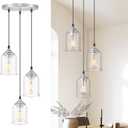zeyu 3-Light Pendant Lighting, Adjustable Modern Cluster Pendant Light for Kitchen Island, Brushed Nickel Finish with Clear Glass Shade, ZSL104-3 BN