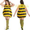 Lelike Bee Costume Adult Queen Bumble Bee Costume for Women Bumblebee Halloween Costumes, Size: 28-30
