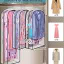 MISSLO 10" Gusseted All Clear Garment Bags for Hanging Clothes 40"+60" Suit Bags for Closet Storage Dresses Protectors for Shirts, Coats, Gowns, 3 Packs