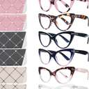 6 Pack Fashion Cat Eye Reading Glasses for Women Blue Light Blocking Oversized Spring Hinges Computer Readers +1.75