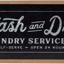 NIKKY HOME Laundry Room Decor Black Sign, Farmhouse Vintage Metal Wash Dry Wall Plaque Art with Wooden Framed (24 x 10-IN)
