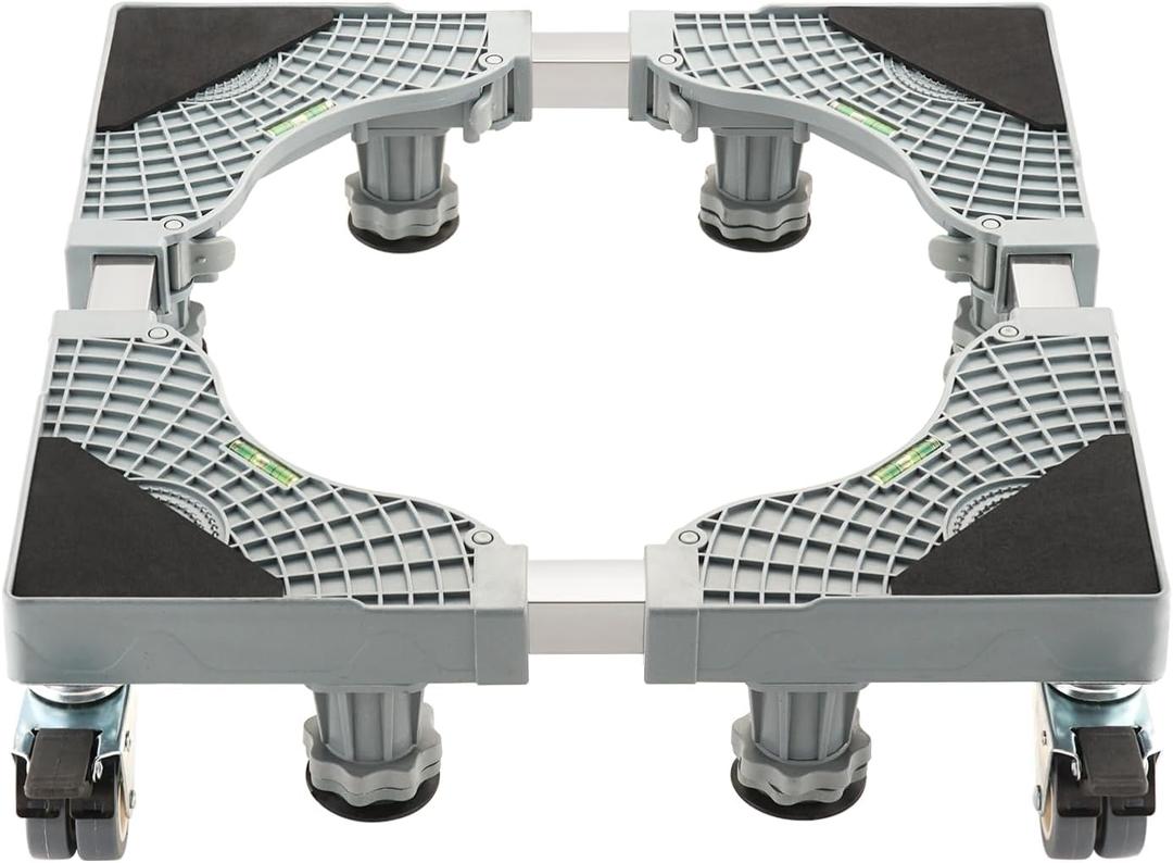 Washer and Dryer Pedestals, Adjustable Mini Fridge Stand with 8 Reinforced Feet & 4 Dual Wheels, Thickened Base for Fridges, Washers, Dryers