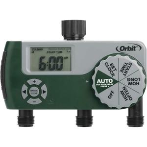 Orbit Programmable Digital Hose Watering Timer - 3 Outlet - Battery Powered - with LCD Screen - Built-in Rain Delay - Water-Resistant - 56082