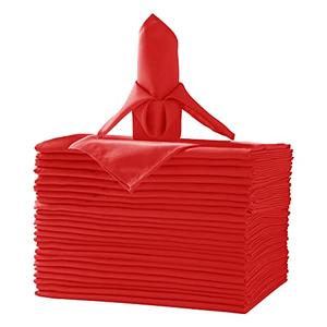 50pcs Polyester Cloth Napkins - 17 x 17 inch Red Dinner Washable Napkins with Hemmed Edges for Restaurant/Wedding/Hotel(50,Red)