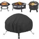 Fire Pit Cover Round for Fire Pit 22-34 Inch, Waterproof Outdoor FirePit Cover,Full Coverage Patio Round Fire Pit Cover Heavy Duty 420D Oxford Fabric Outdoor Fireplace Cover