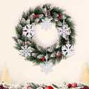 24PCS Wooden Snowflakes Ornaments, Decorative Hanging Ornaments, Snowflakes Ornaments for Winter Home Tree Garland Christmas Decoration Holiady Crafts (4 Styles)