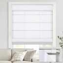 no Drill Cordless Roman Shades for Windows, 34" W  64" H - Light Filtering - Linen - White