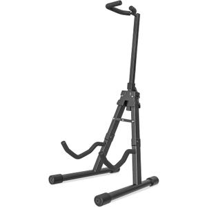 GLEAM Adjustable Folding Guitar Stand, A-style with Neck Holder, Fully Assembled for School Music Program, Concerts & Multiple Users, Black, Fit Guitar Bass Ukulele and Banjo