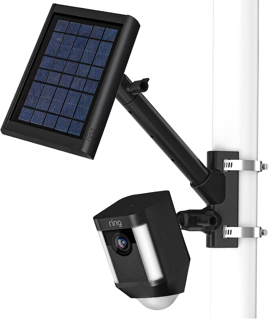 HOLACA 2-in-1 Pole Mounting Bracket for Stick Up Cam Pro Solar Panel, Spotlight Cam Pro/Plus and Stick Up Cam Battery/Wired Outdoor Mount Accessories for Ring SuperSolar Panel (Black)