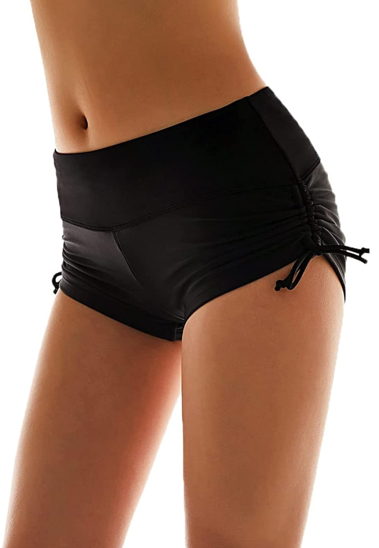 Micosuza Classical Women's Swim Boardshorts Beach Bikini Bottoms with Adjustable Ties 7 Color, Medium