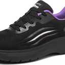Treesky Non Slip Work Shoes for Women in Food Service - Slip Resistant, Comfortable & Lightweight Sneakers, Suitable for Restaurant, Kitchen & Nursing Crews (5, Black Purple)