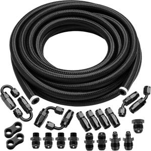 8AN Fuel Line Kit, Nylon Braided CPE Fuel Line Hose 20FT With AN8 Hose End Fittings, 8AN Male to Male Coupler, 8AN Male to 3/8" NPT Fitting, All in One Complete Set