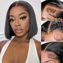 Bob Wig Human Hair Lace Front Glueless Wigs for Black Women Pre Plucked 150% Density 100% Brazilian Virgin Human Hair (5x5 STW Bob, 10 Inch)
