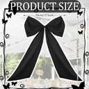 Wavwavw Big Wall Bow Decorations 39 x 72 Inch Giant Birthday Party Decor Ribbon Hanging Tie Bow Decor for Coquette Party Baby Shower Wedding Bridal Bachelorette Supplies(Black,Polyester,Weeding)