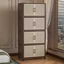 Vintage 223.2 QT Stackable Storage Bins, Sturdy Storage Boxes with Lids and Wheels, Easy Assembled Collapsible Bins Stackable Closet Organizer for Dorm, Home, Office, 4 Pack