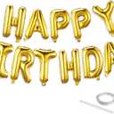 Gold Happy Birthday Balloon Banner Set -16 Inch Foil Letters Balloons, Reusable Birthday Decorations and Party Supplies, Suitable for Men and Women's Birthday DecorationsParty Backdrop