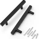 KNOBWELL 20 Pack 4" Black Dresser Drawer Pulls, Square Bathroom Vanity Pulls Kitchen Cupboard Handles 4" Hole Spacing, 6-3/10" Overall Length