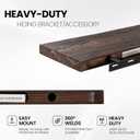 Floating Shelves for Wall, 24"x9.3" Rustic Solid Live-Edge Elm Wood Wall Shelves, Heavy-Duty Floating Shelves with Invisible Brackets, Set of 2 for Living Room, Bedroom, and Kitchen, Walnut Finish