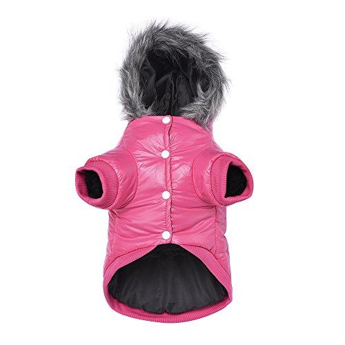 LESYPET Dog Coat for Small Dogs, Windproof Doggie Puffer Jacket with Leash Hole, Extra Warm Dog Jacket Winter Coat, Pink L