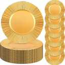 Yaomiao 50 Pcs 13 Inch Gold Charger Plates Bulk Plastic Plates Chargers Round Dinner Chargers for Wedding Party Table Setting Bridal Shower Event Decor (Gold), 33 x 33 cm