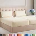 Split King Size 5 Piece Sheet Set - Comfy Breathable & Cooling Bed Sheets Set - Hotel Luxury Bedding for Women, Men, Kids, Teens, Boys & Girls - Deep Pockets, Soft, Wrinkle Free - Oeko-Tex - Off White