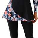 OBEEII Womens Muslim Swimsuits Rash Guard Full Coverage Long Sleeve Floral Print Swimwear Burkini Summer Islamic Beachwear (L)