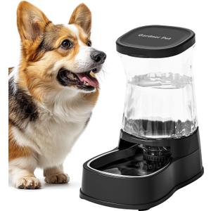 Gardner Pet Automatic Dog Water Dispenser Gravity Stainless Steel Water Waterer Feeder, 100% BPA-Free Large Capacity Water Feeding Bowls for Medium & Large-Sized Dogs Cats Other Pets -(1 Gallon) (Dark)
